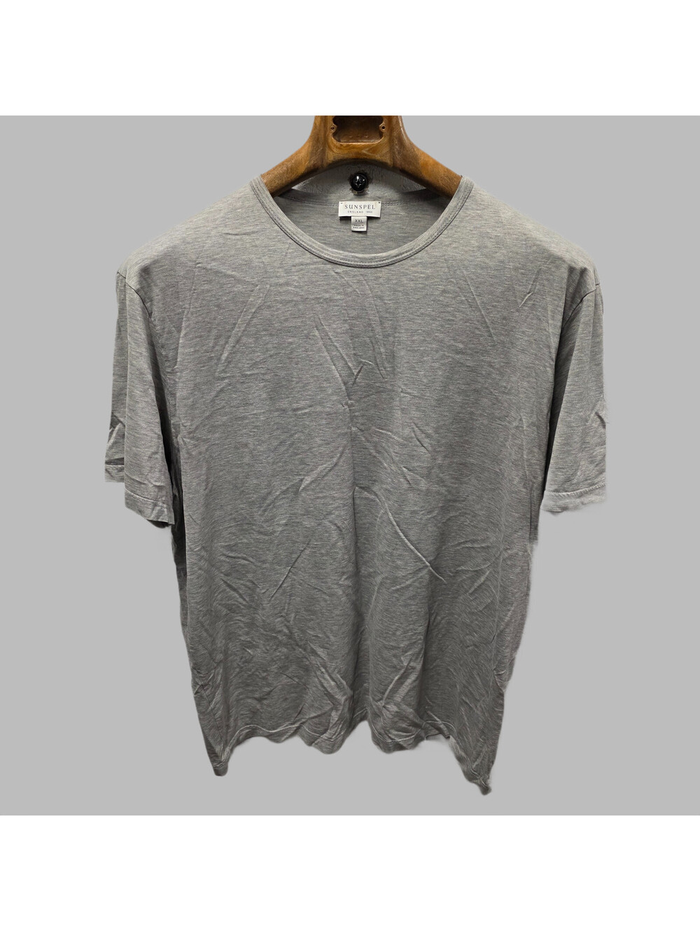 Sunspel Shirt Mens 2XL Gray 100% Cotton Made In England Crewneck Tee 23x29